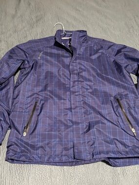 Sunice Typhoon Medium Navy Blue Plaid Golf Rain Jacket